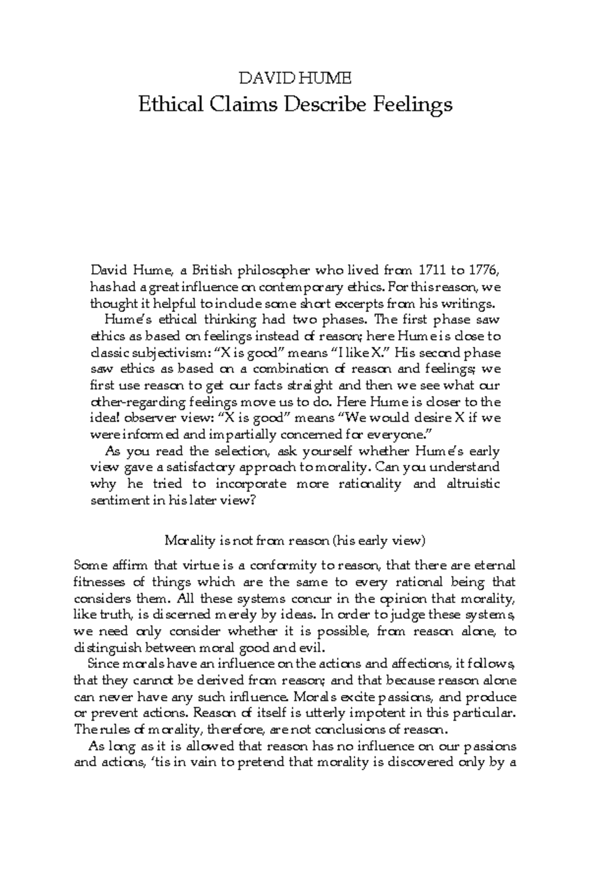 David+Hume+-+Ethical+Claims+Describe+Feelings - DAVID HUME Ethical ...