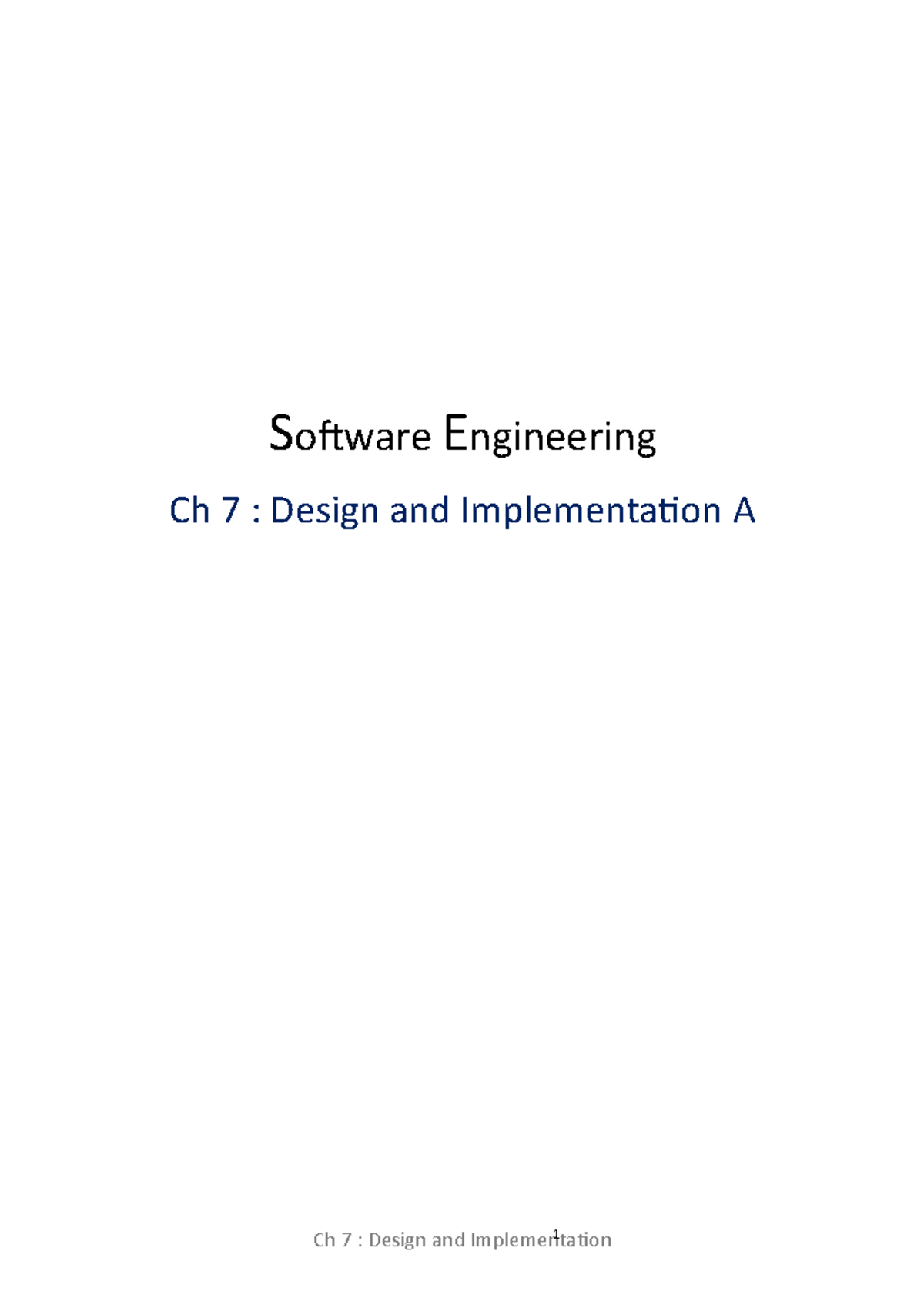 Software Engineering - Implementation 1 - Software Engineering Ch 7 ...