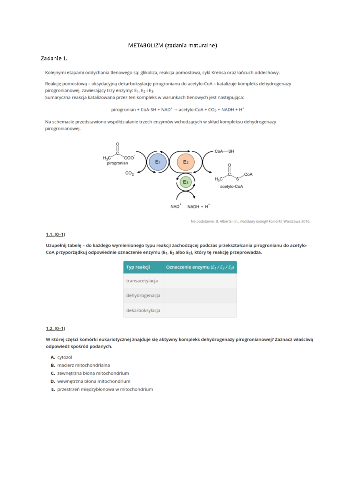 Metabolizm - zadania - Metodyka nauczania - METABOLIZM (zadania ...