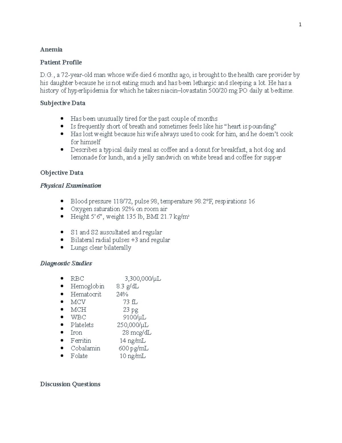 case study on anemia