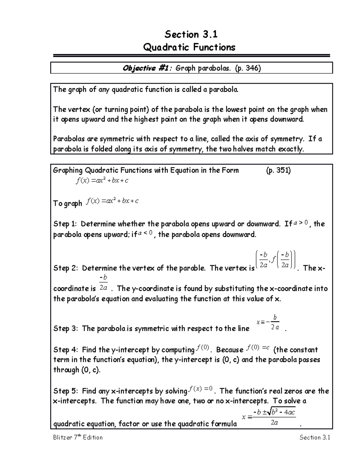 Lesson 23 Quadratic Functions Studocu