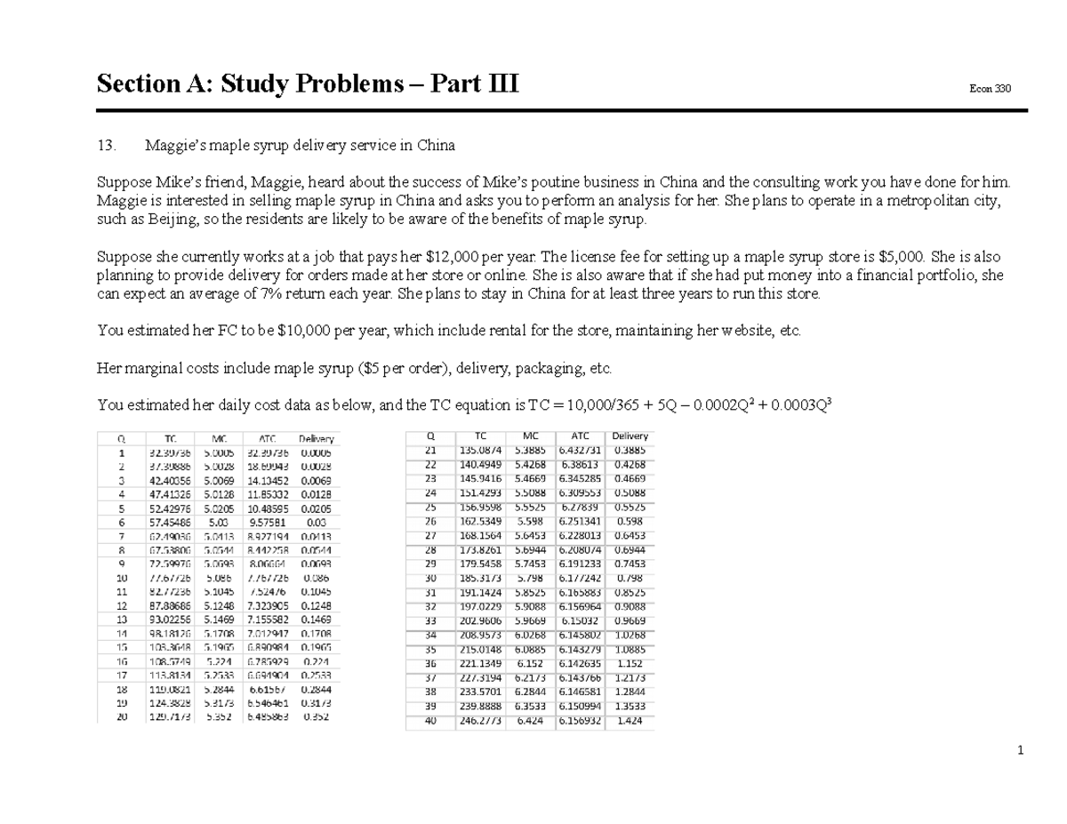 3 Econ 330 Section A Study Problem W2023 - Section A: Study Problems ...