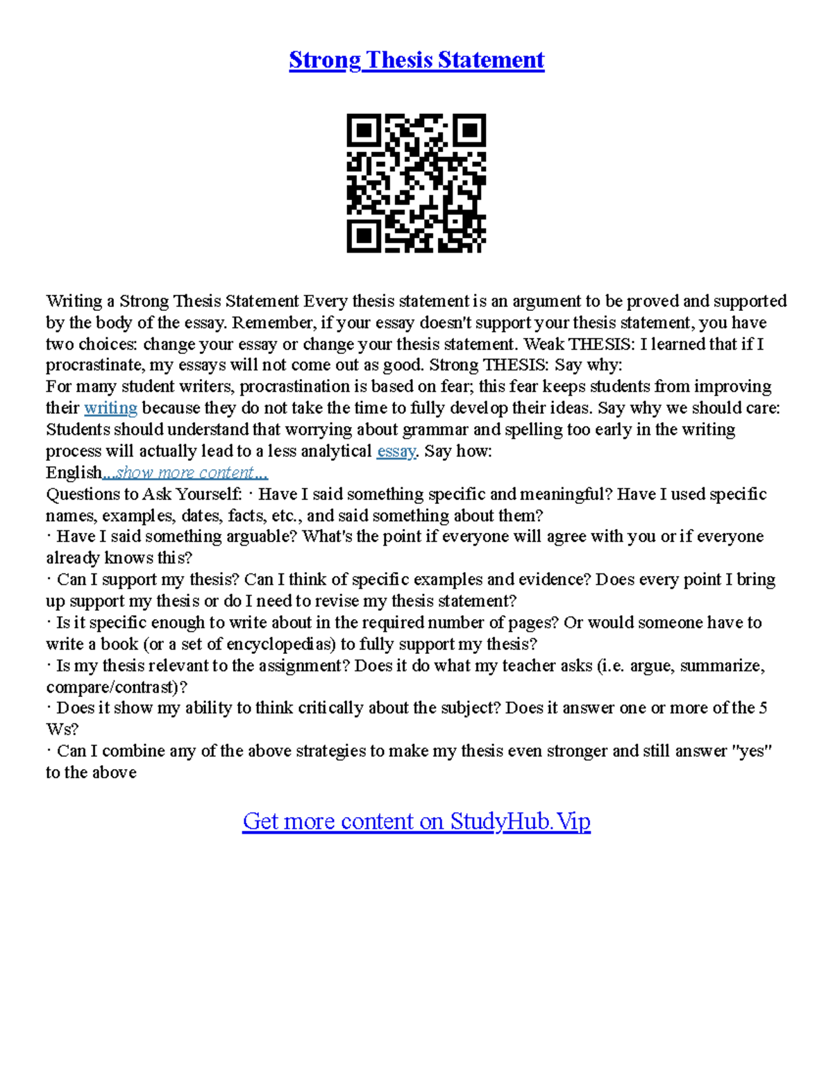 Persuasive Essay Thesis Statement Strong Thesis Statement Writing A