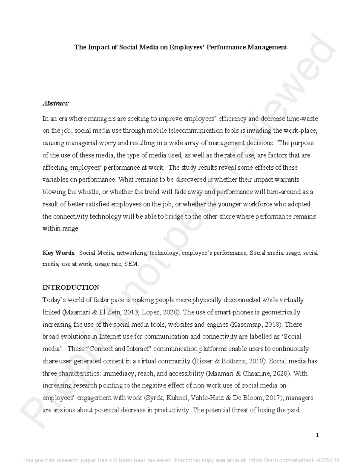 The Impact of Social Media on Employees - The purpose of the use of ...