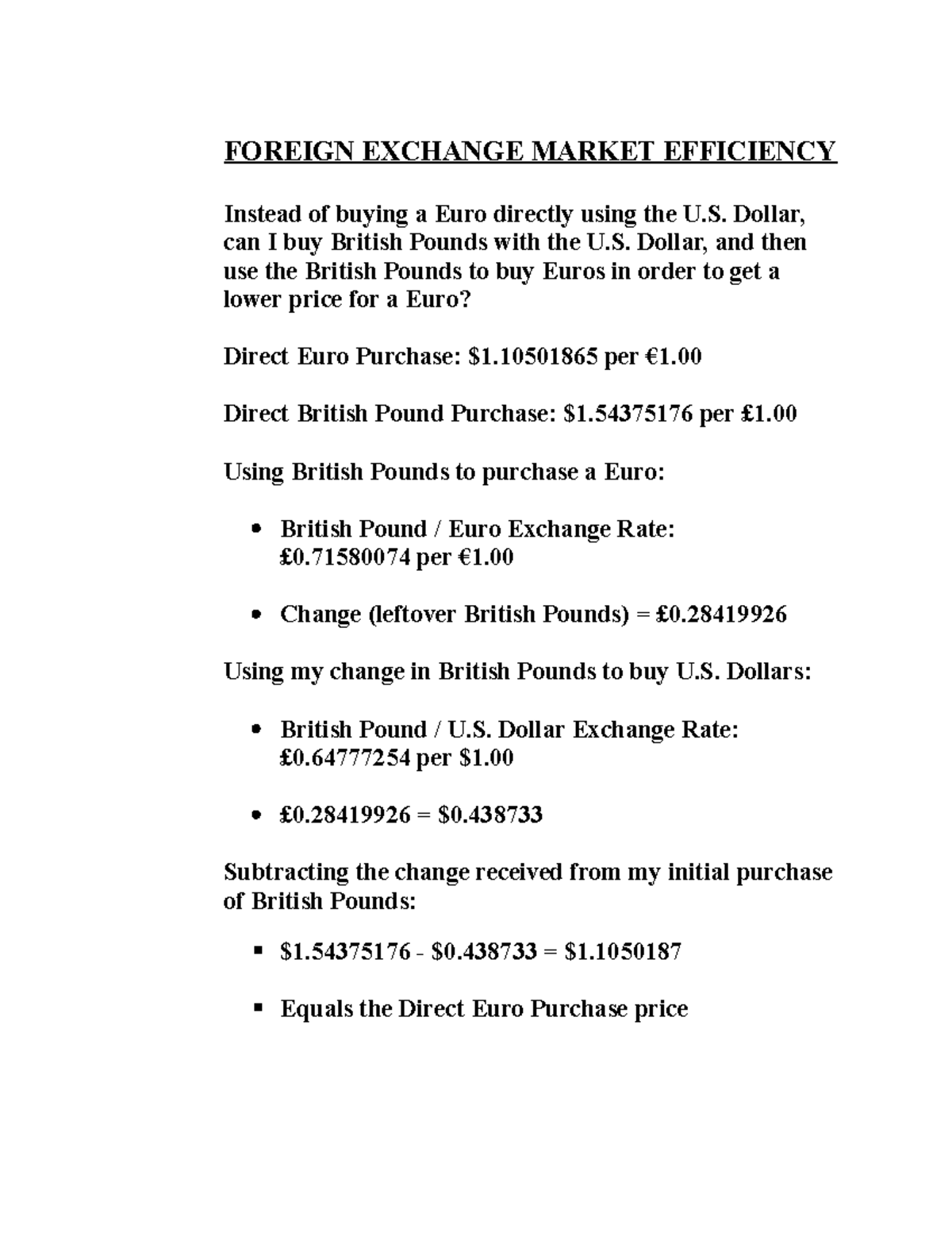 Foreign Exchange Market Efficiency Econ 121 Principles Of - 