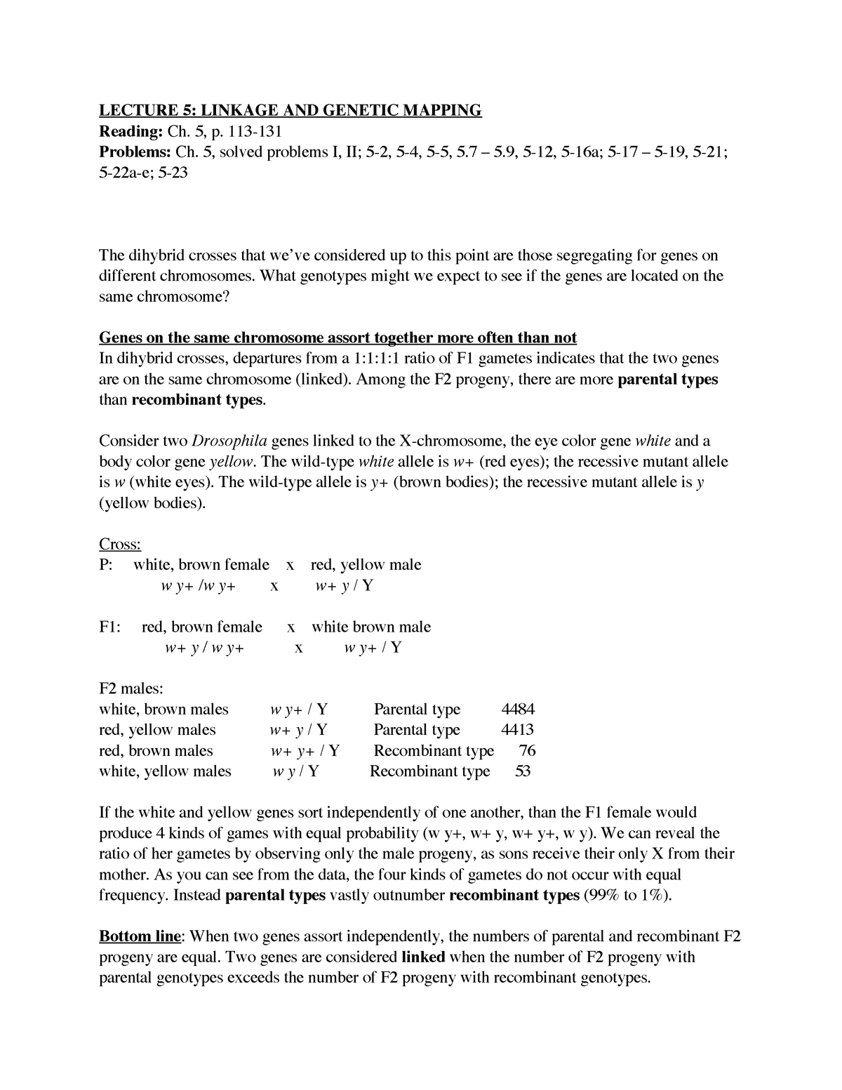 Section 11 5 Linkage And Gene Maps Answers Lecture 5 - Linkage And Genetic Mapping - Stat For Biology - Stat 235 -  Studocu