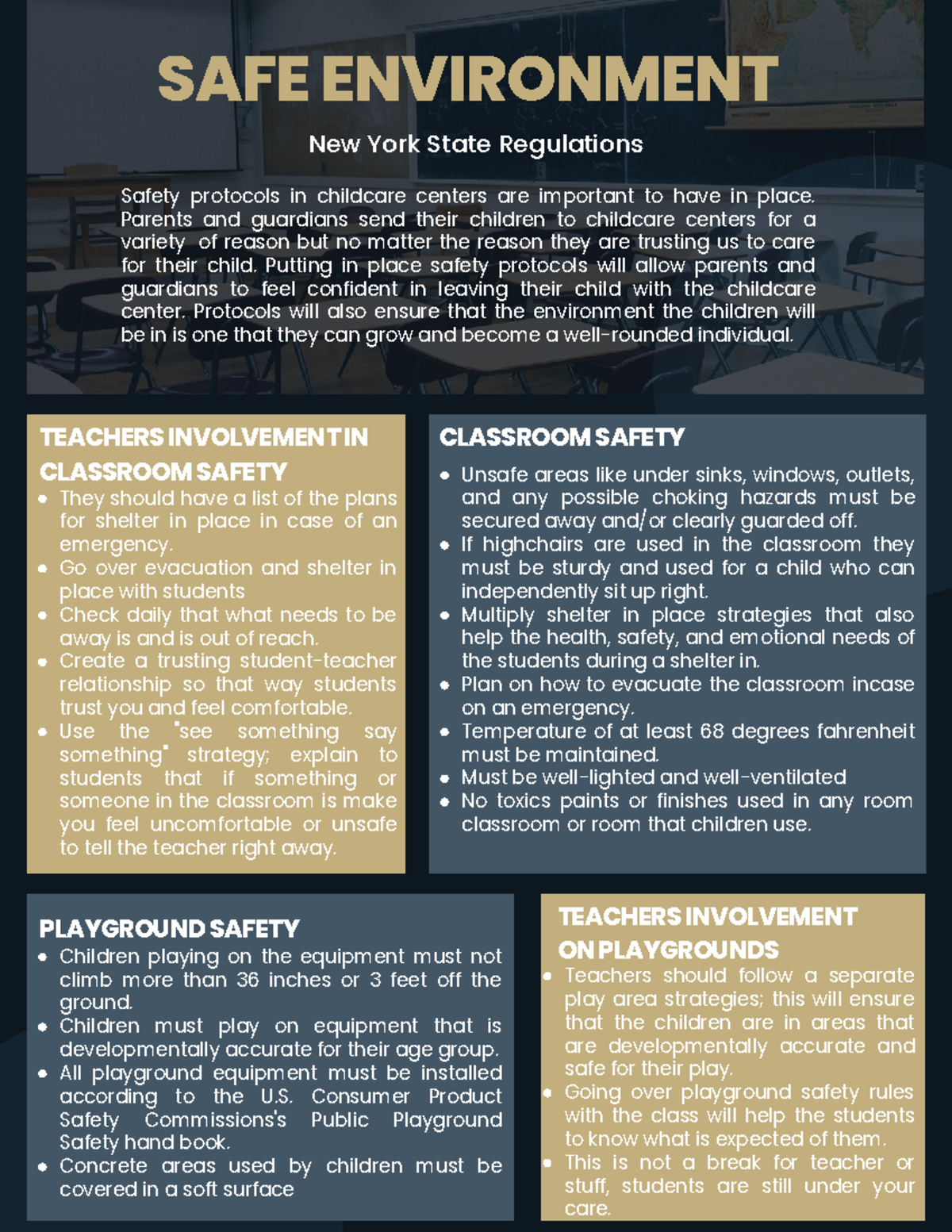 Safe environment New York State safety regulations for childcare