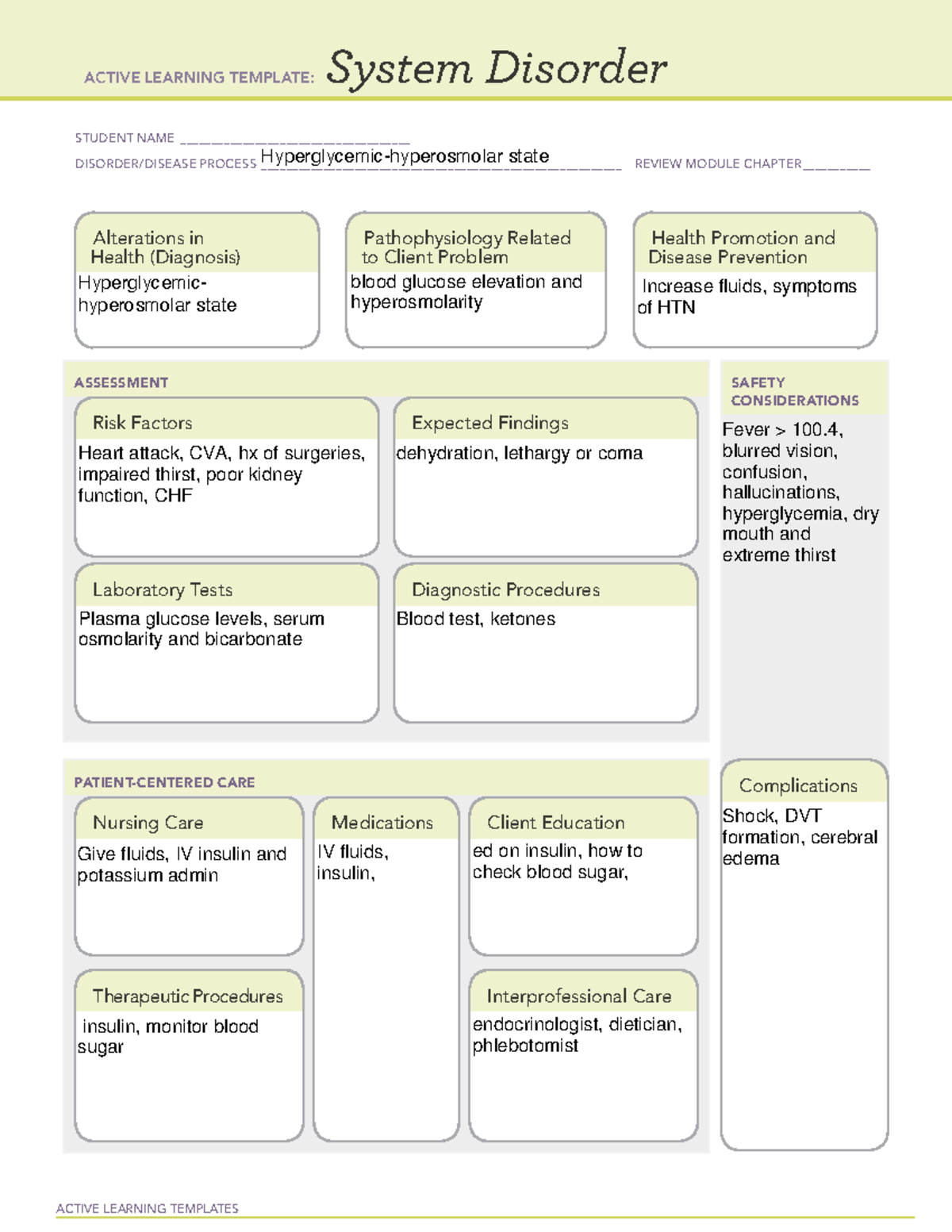 Sys disorder RENAL - ACTIVE LEARNING TEMPLATES System Disorder STUDENT ...