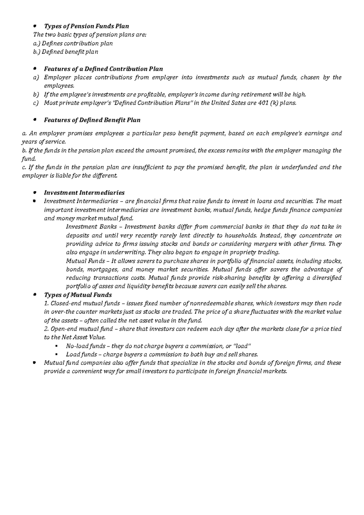 Types of Pension Funds Plan Types of Mutual Funds - Financial Market ...