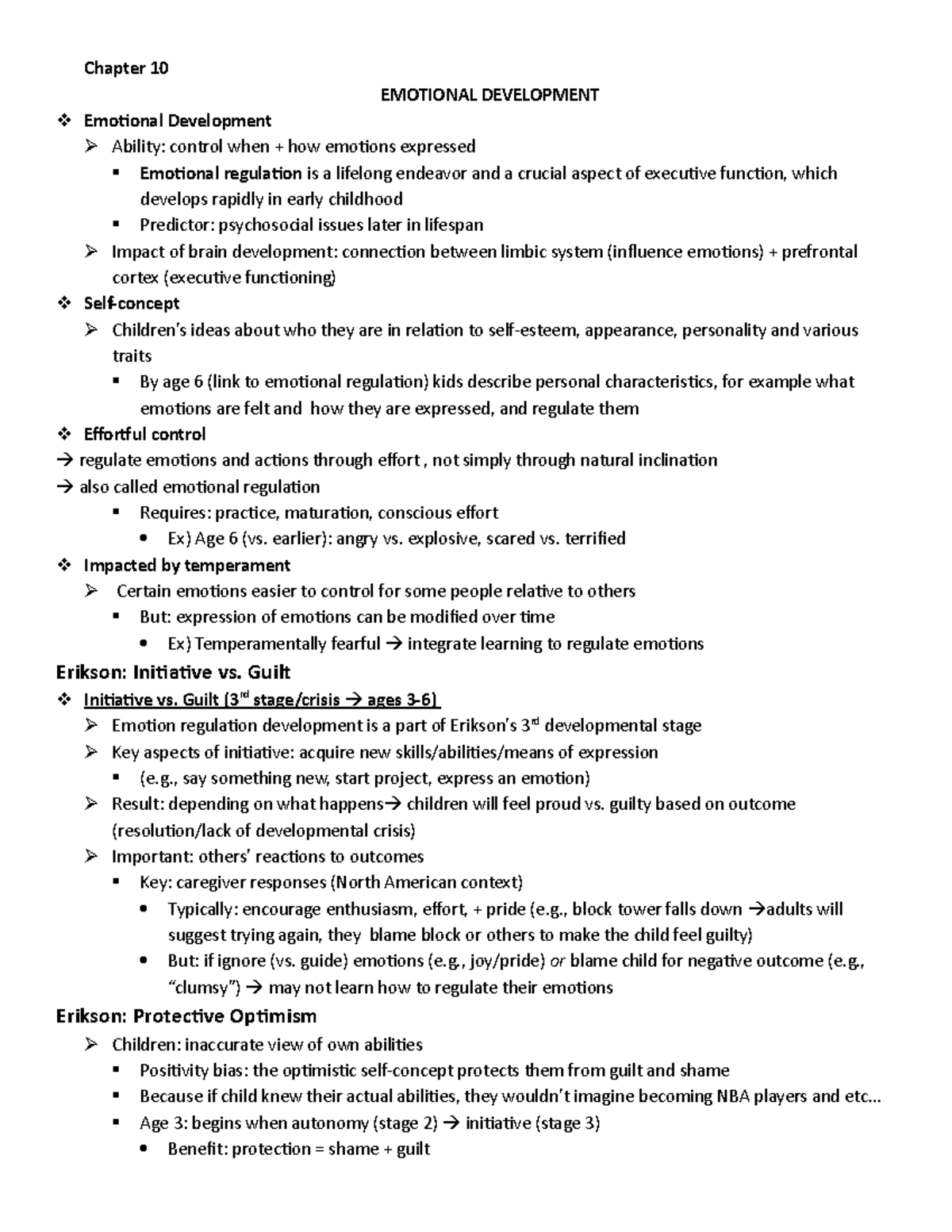 Chapter 10 - Notes - Chapter 10 EMOTIONAL DEVELOPMENT Emotional ...