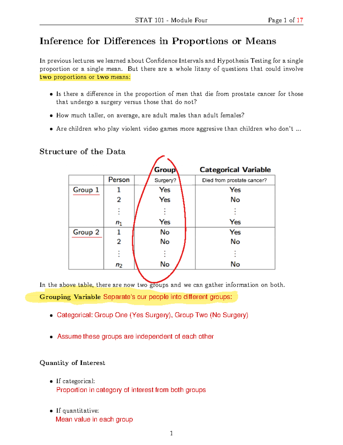 Lecture 18 (Module 4C) Inference For Differences In Proportions Or ...