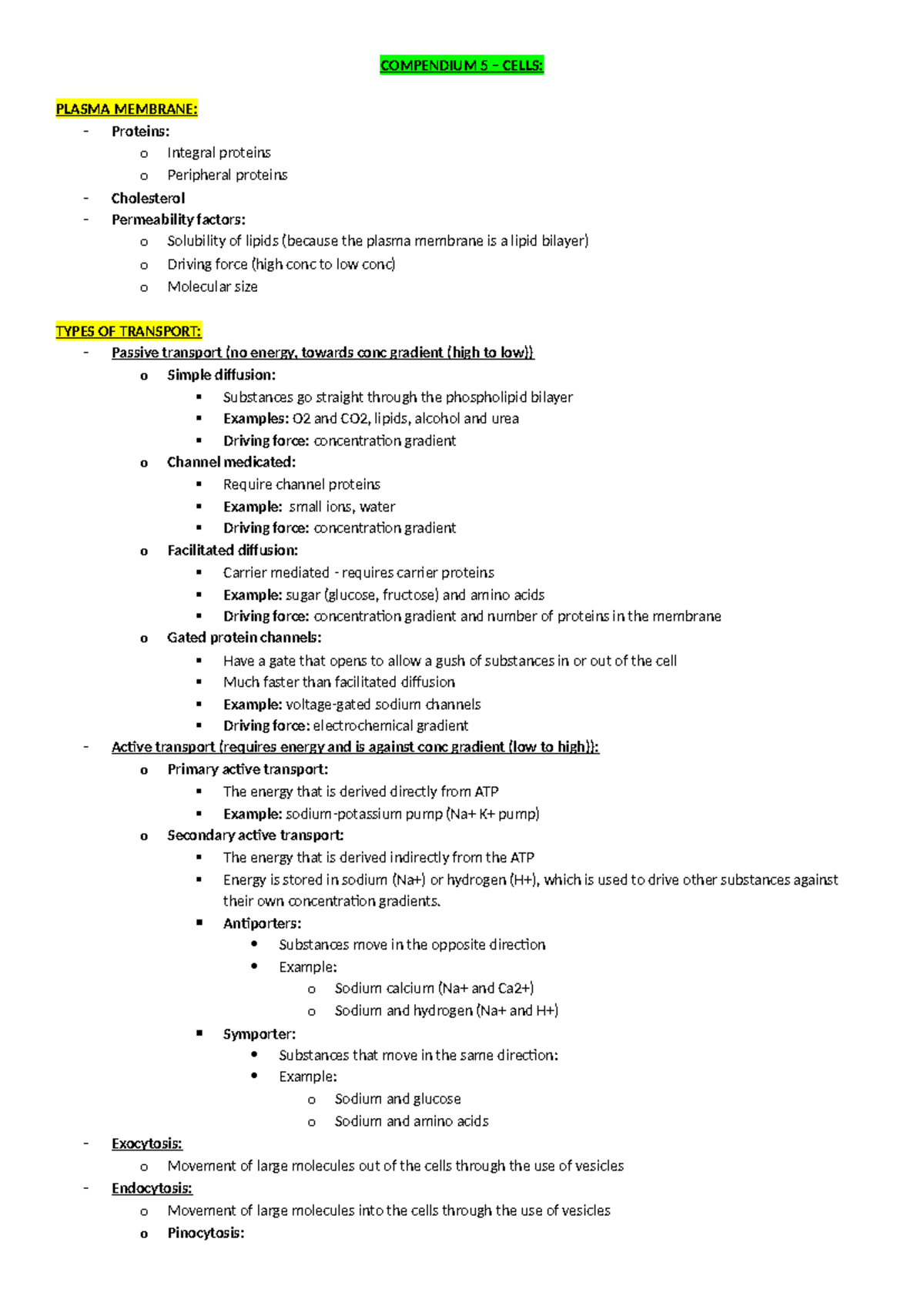 COMP 5 - Cells - Notes for all HSF compendiums - COMPENDIUM 5 – CELLS ...