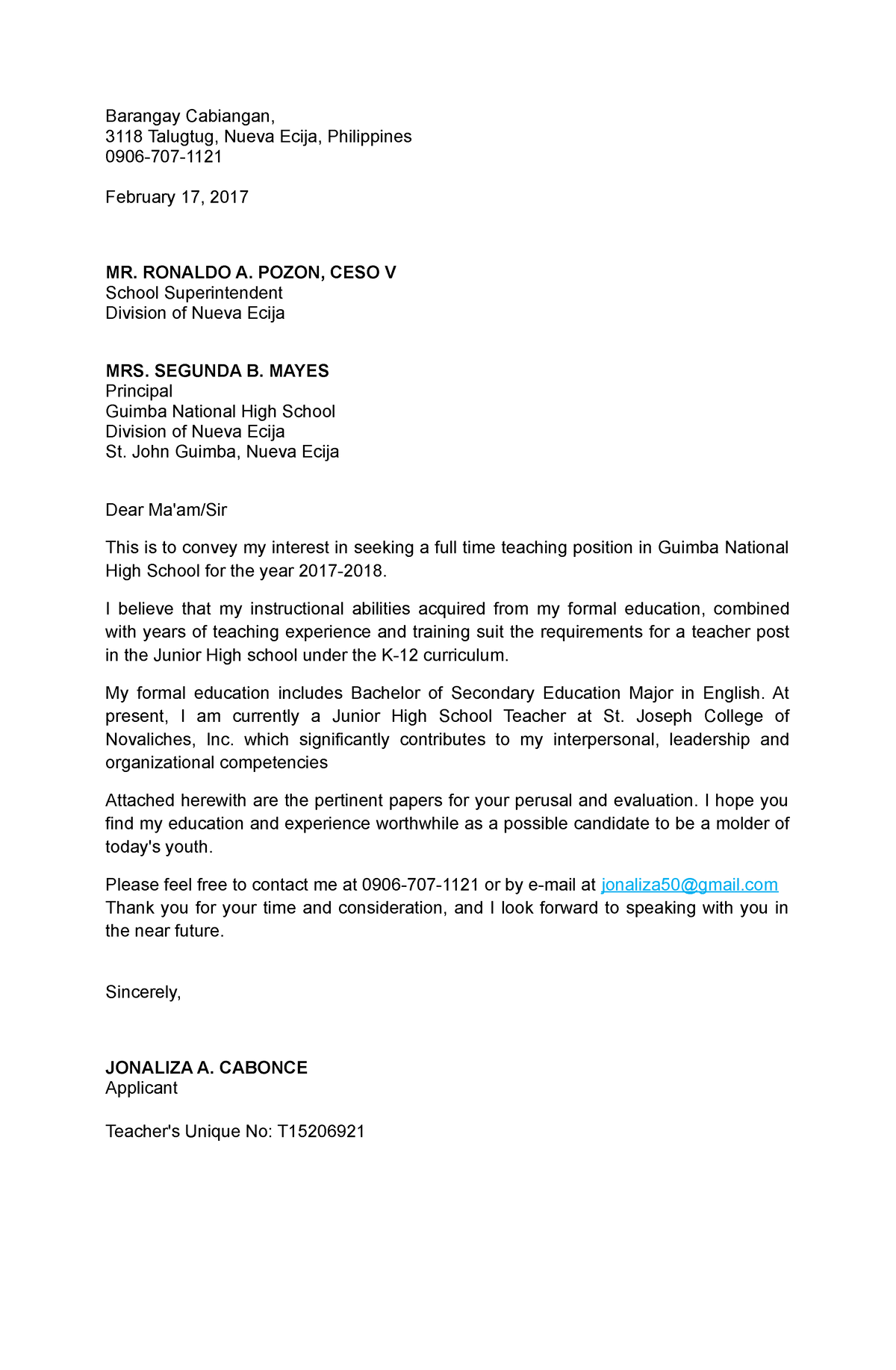 Intent - Letter - Barangay Cabiangan, 3118 Talugtug, Nueva Ecija ...