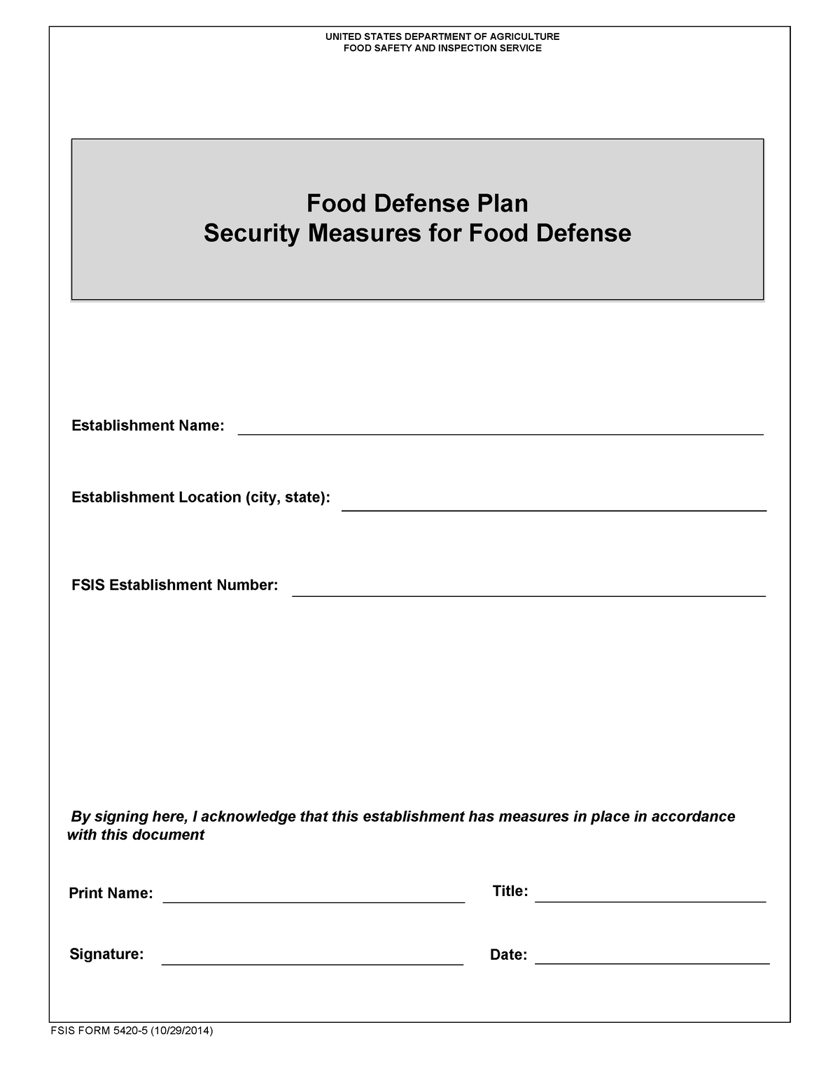 form-5420-5-general-food-defense-plan-establishment-name