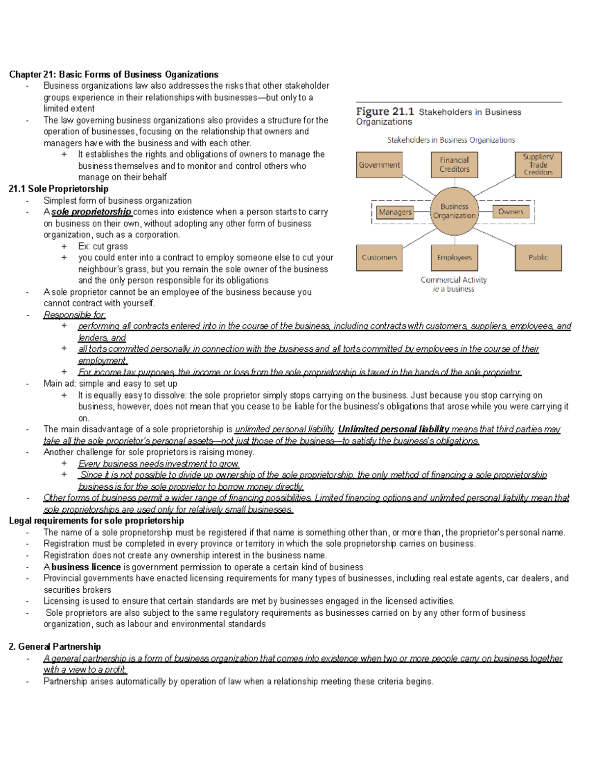 Law122 preparation - summaries on textbook - Chapter 21: Basic Forms of ...