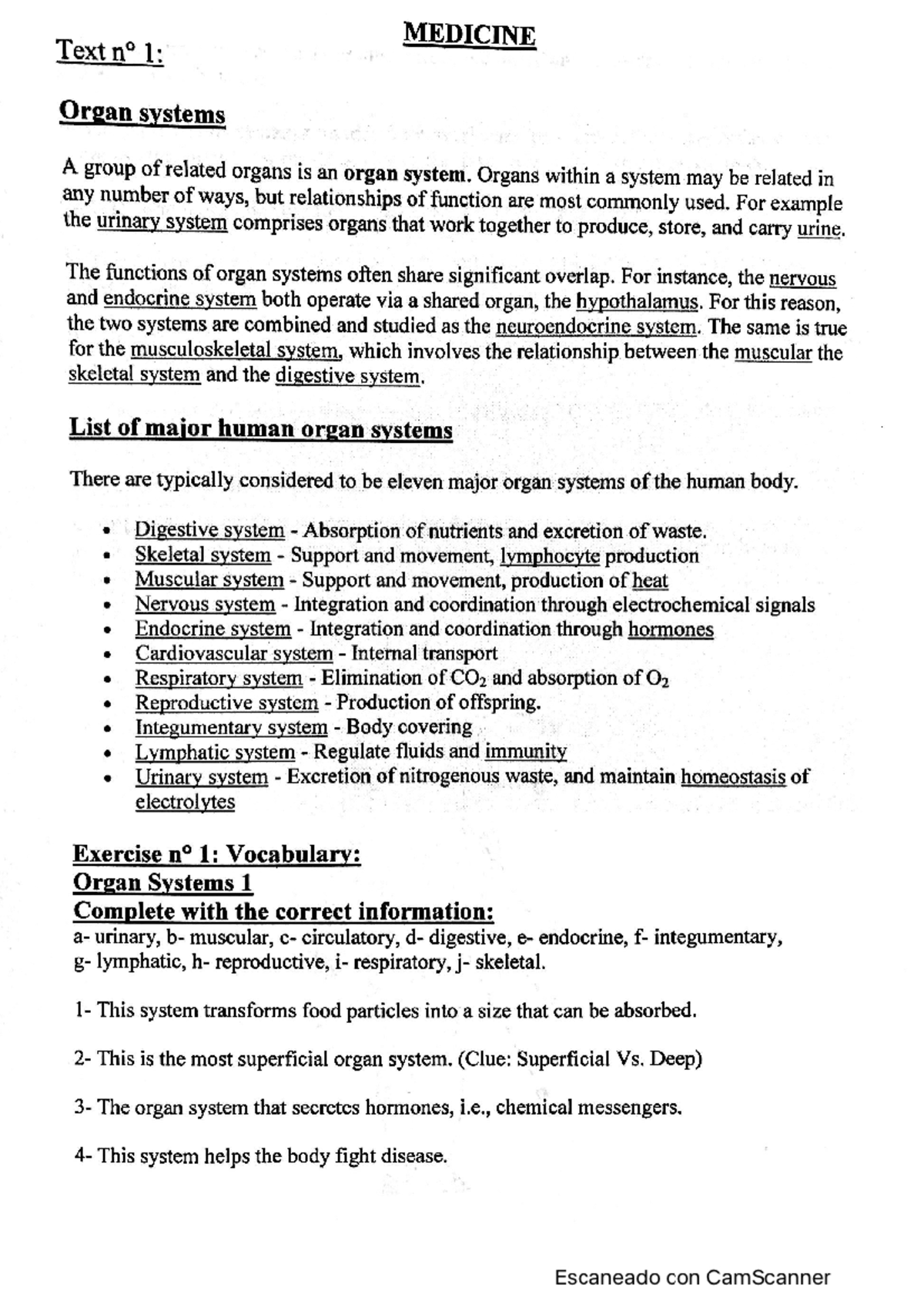 Organ systems text and exercise Parts of the body (hombrecito)-2 ...