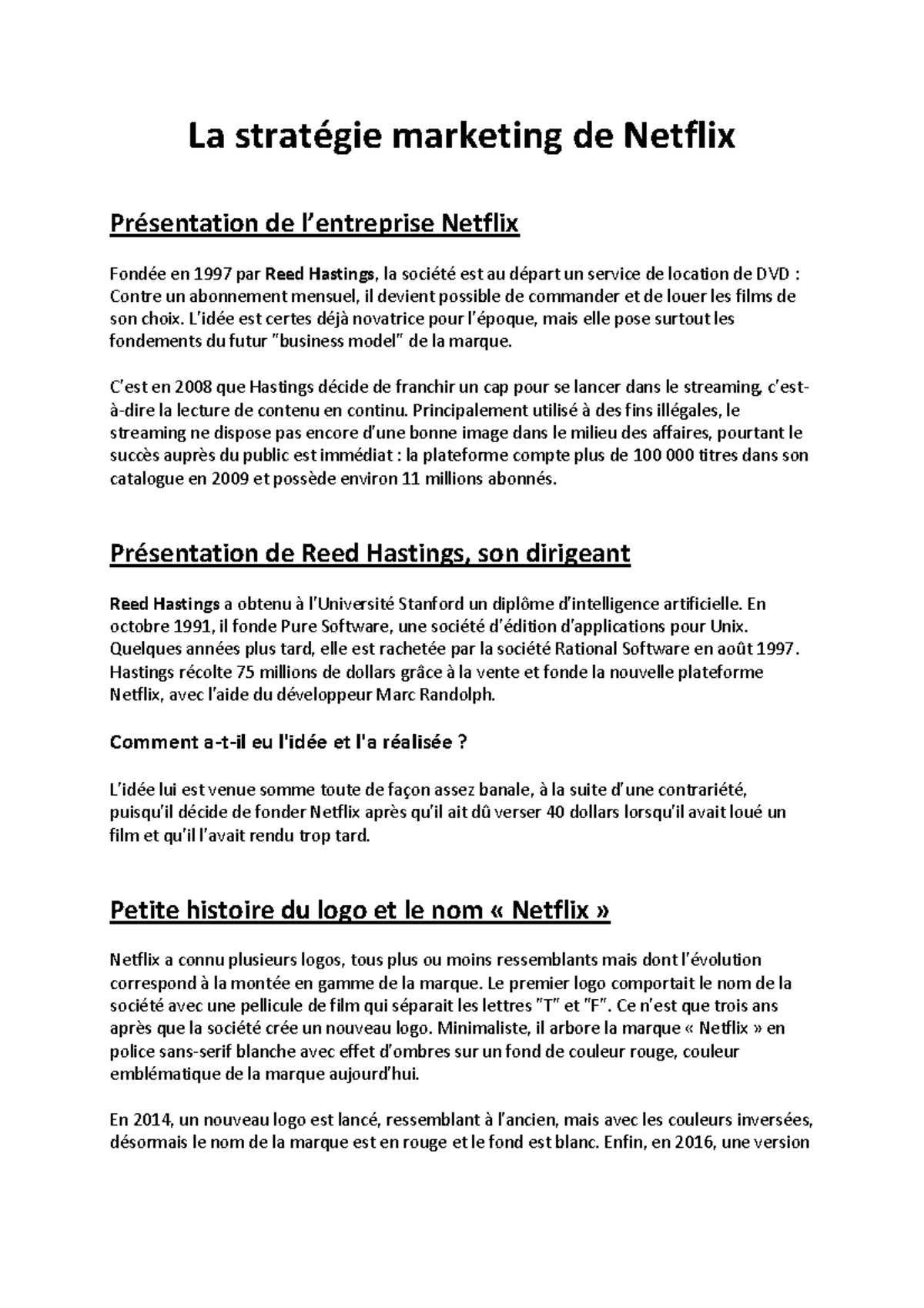 netflix presentation de l'entreprise