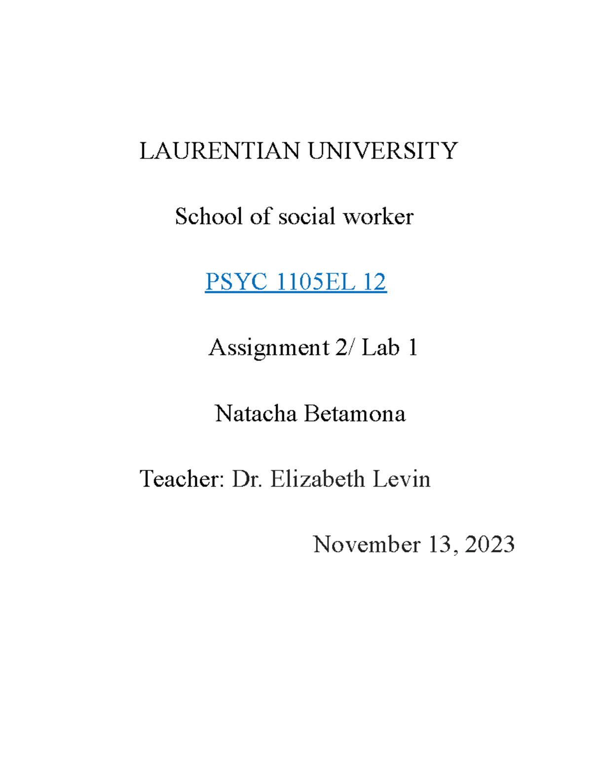 LAB 1 Telephonenumbers Lettersornumbers - LAURENTIAN UNIVERSITY School ...