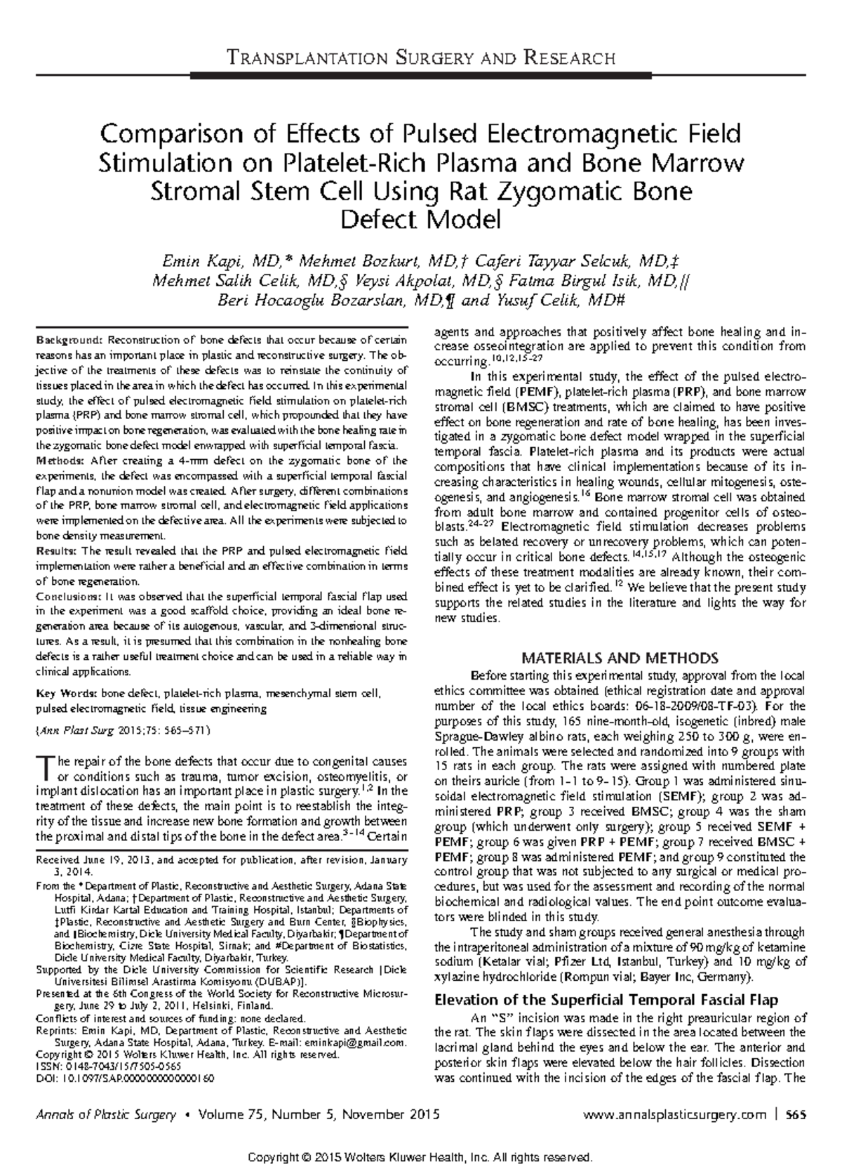 Comparison of Effects of Pulsed Electromagnetic Field Stimulation on ...