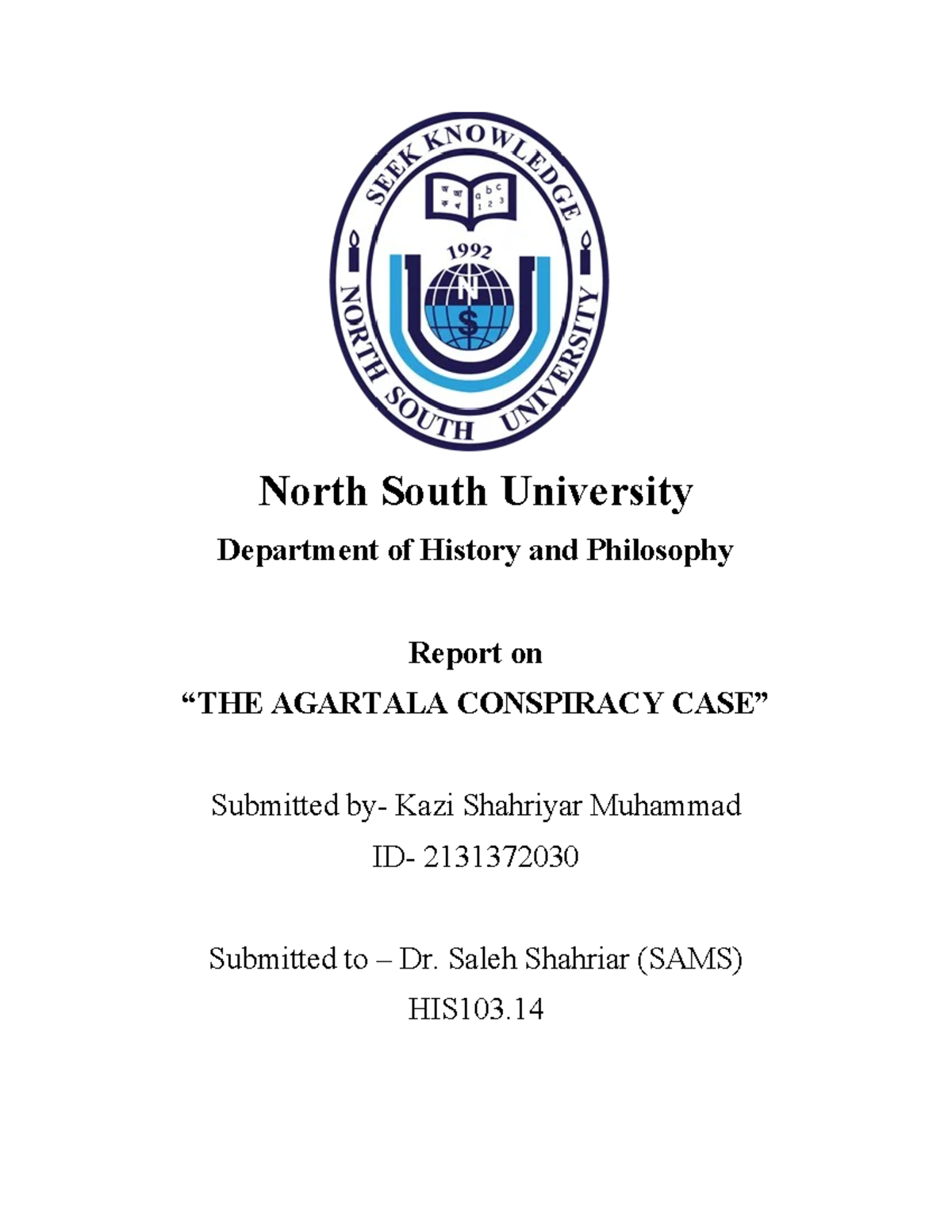 Agartala Conspiracy Case - North South University Department of History ...