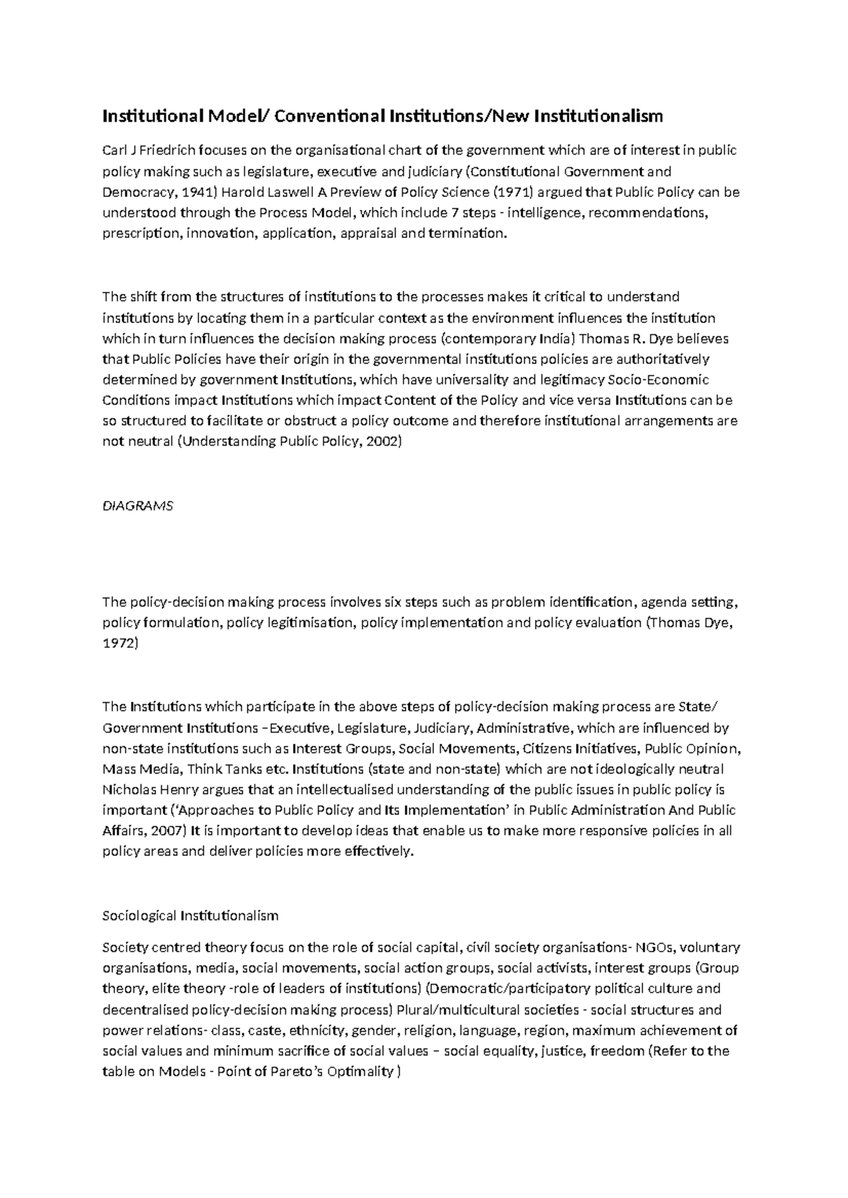 Decision Making Model - Institutional Model/ Conventional Institutions ...