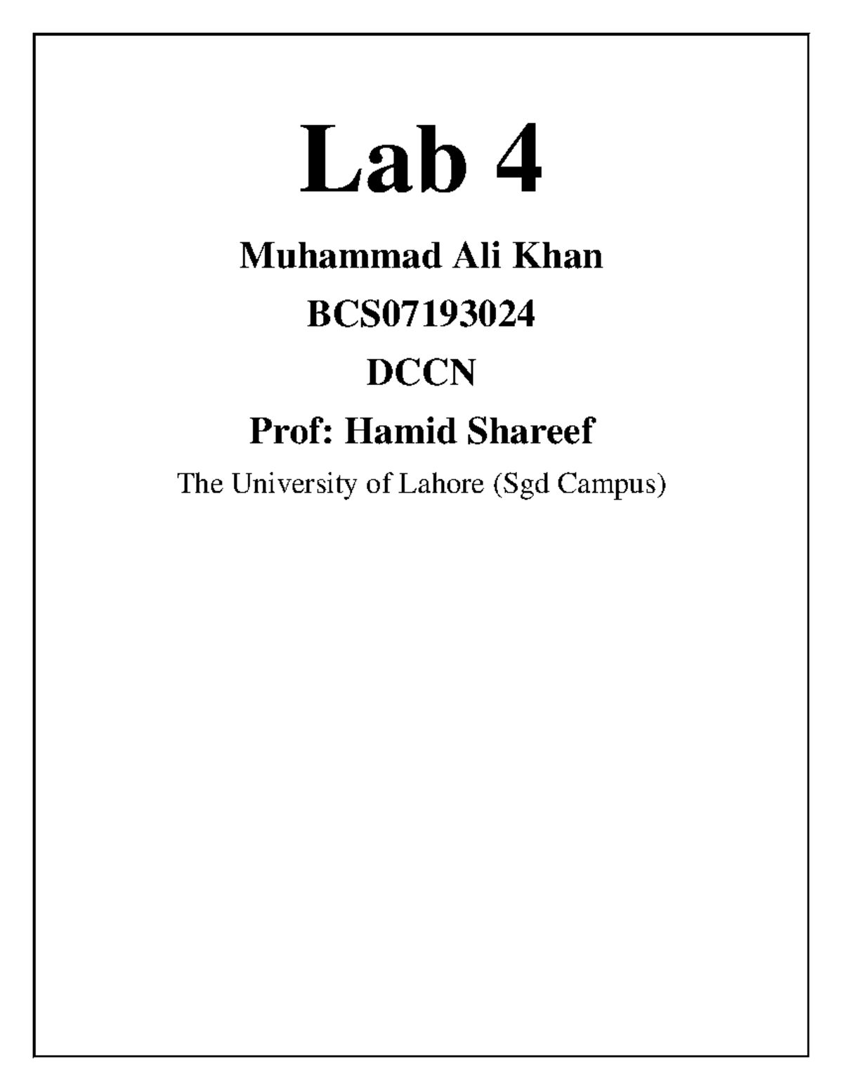Lab4 - Lab 1 to Lab 6 of DLD University of lahore - Lab 4 Muhammad Ali ...