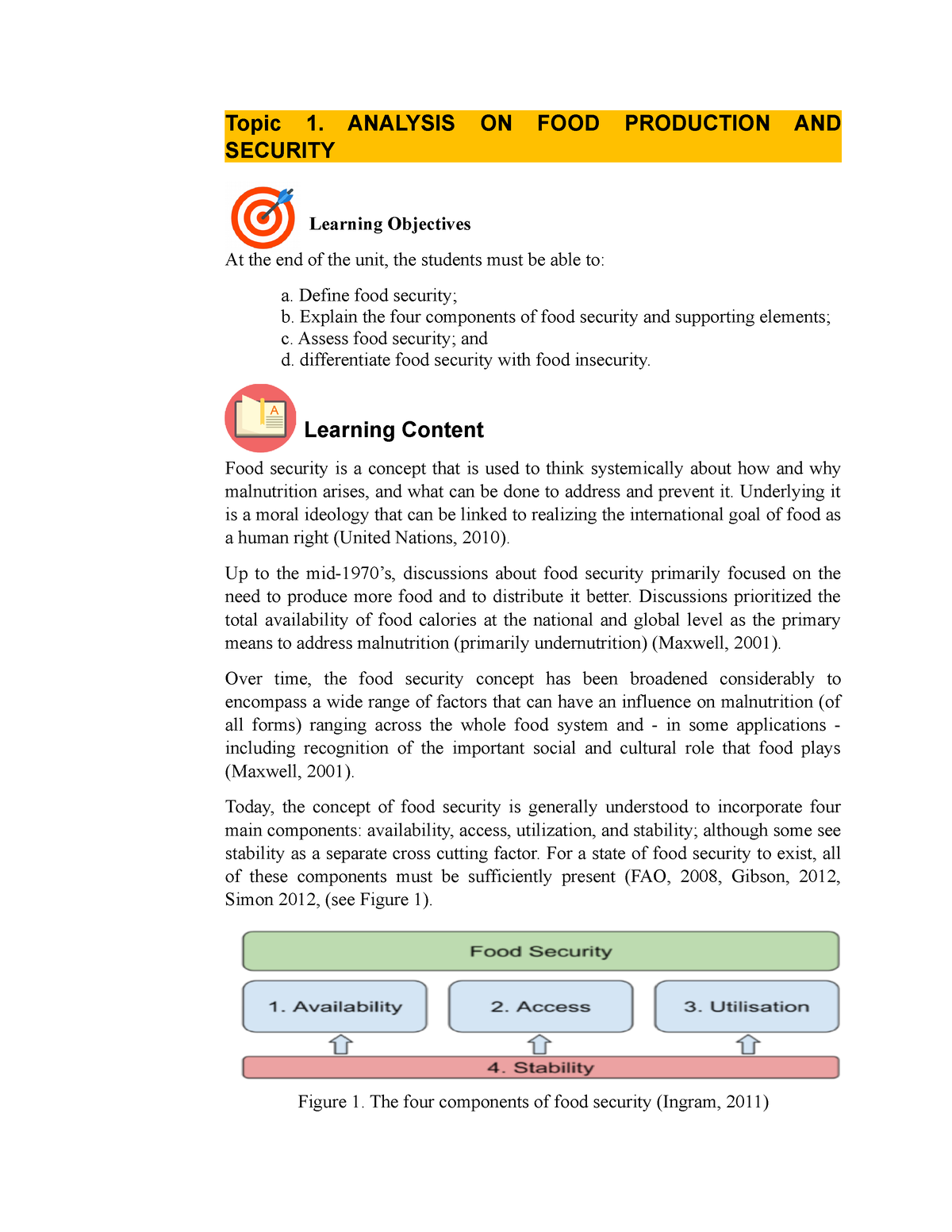 Unit 3 - Topic 1 - Analysis OF FOOD Production - Topic 1. ANALYSIS ON ...