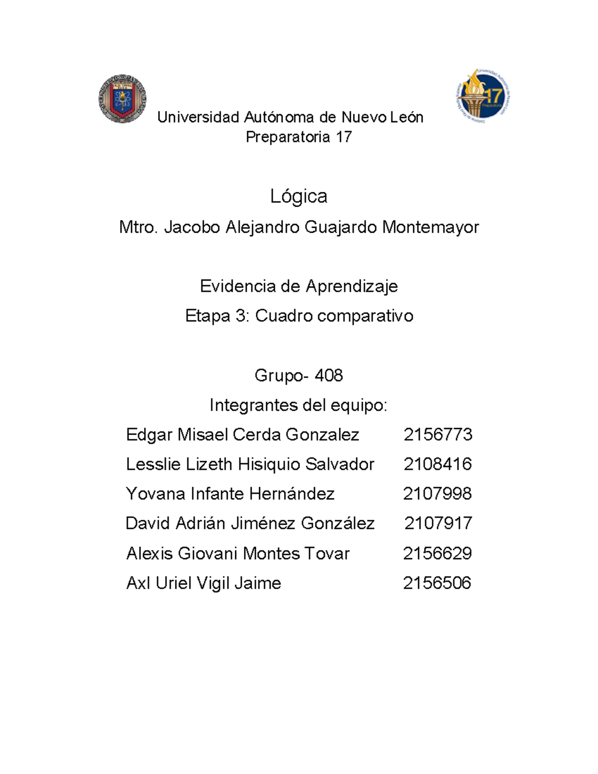 Logica etapa 3 - Universidad Autónoma de Nuevo León Preparatoria 17 ...