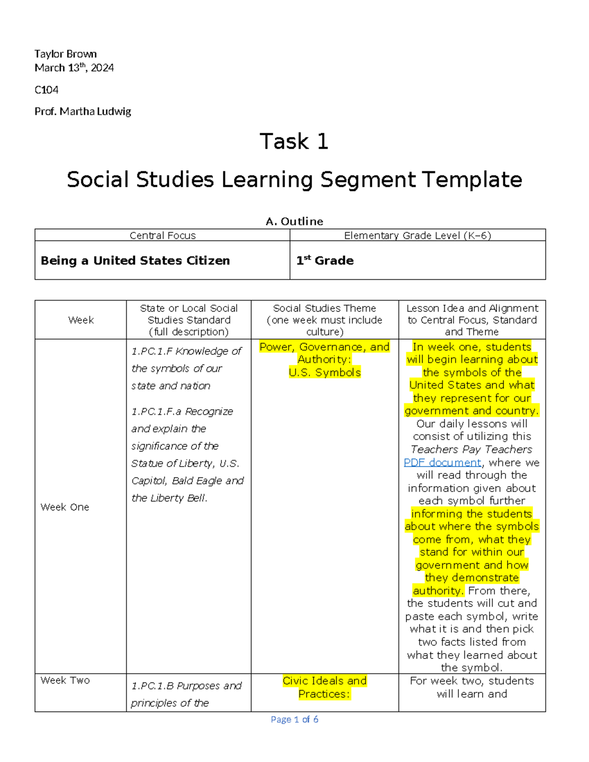 Task 1 - WGU Task 1 PASSED - Taylor Brown March 13th, 2024 C Prof ...