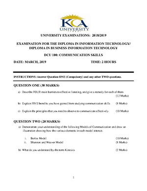 DIT 108 - Computer Organisation AND Architecture KCA Past Paper - KNEC ...