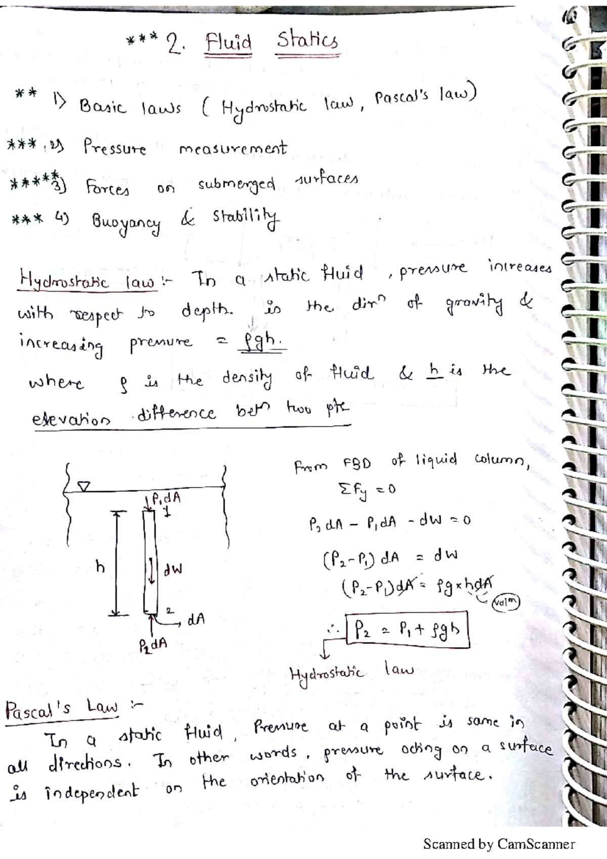 2.Fluid Statics - Fluid Mechanics - Studocu