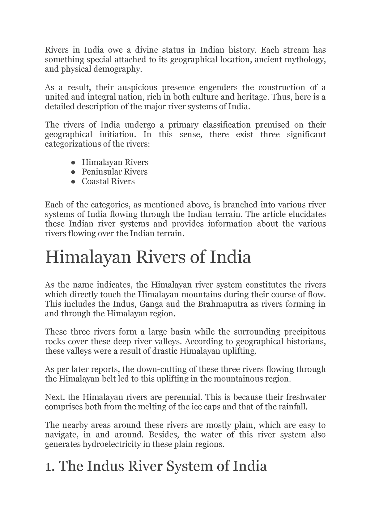 essay about rivers india