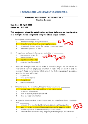 HMEMS80-20-S1 Assign 02 Feedback - 1 HMEMS80 2020 SEMESTER1 - FEEDBACK ...