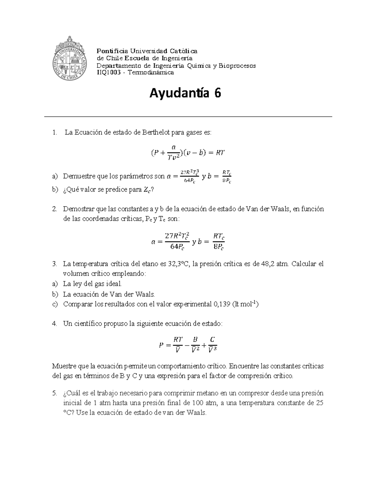 Ayudantía 6 - Ejercicios De Preparacion - ´lica Pontificia Universidad ...