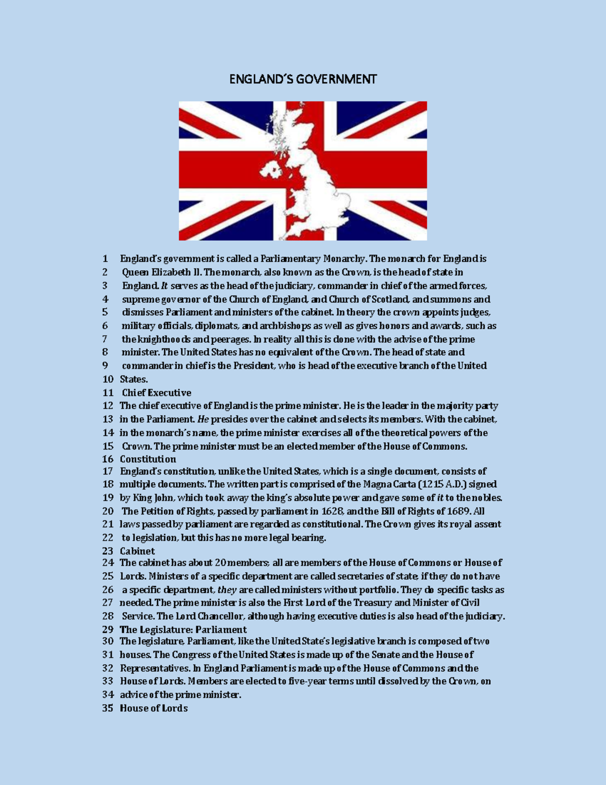 England´S Government - ........................ - ENGLAND ́S GOVERNMENT ...