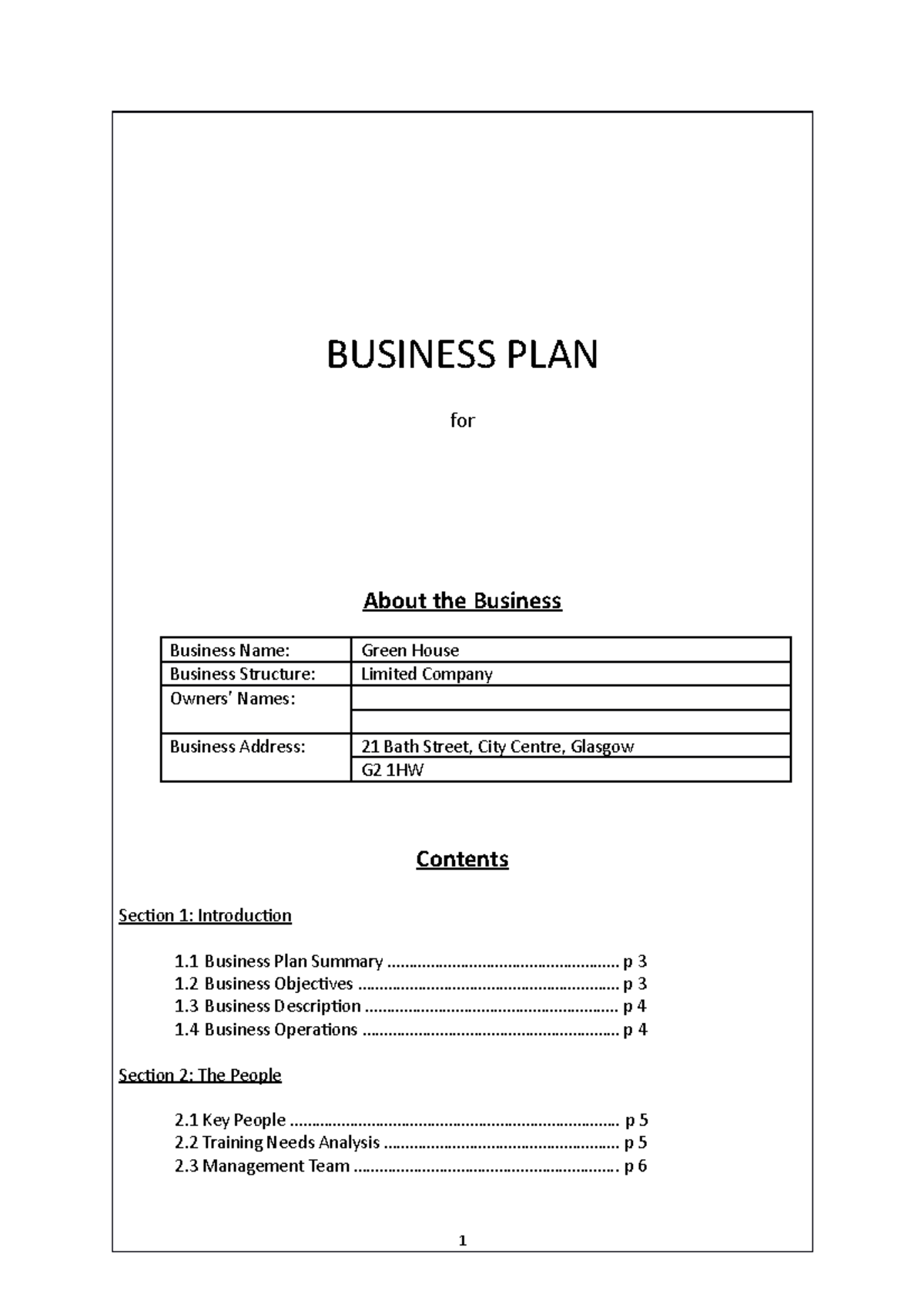 Business Plan Official - BUSINESS PLAN for About the Business Business ...