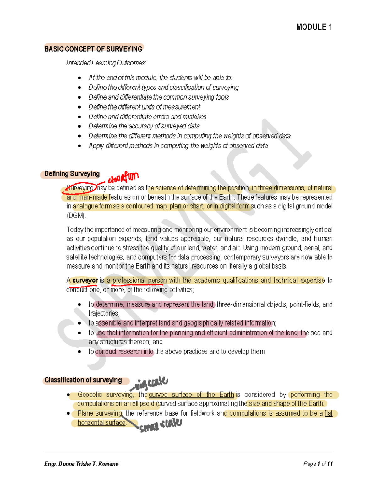 Surveying-Lectures - BASIC CONCEPT OF SURVEYING Intended Learning ...