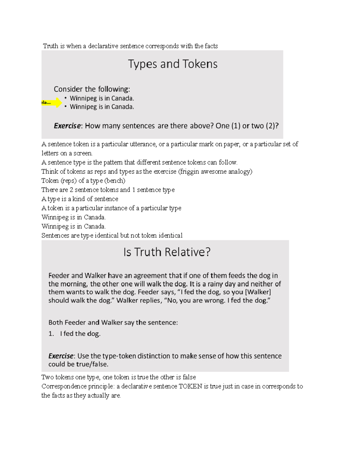 Critical Thinking Notes 4A - Truth is when a declarative sentence ...