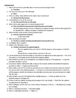 Introduction to Statutory Interpretation in Law - Studocu