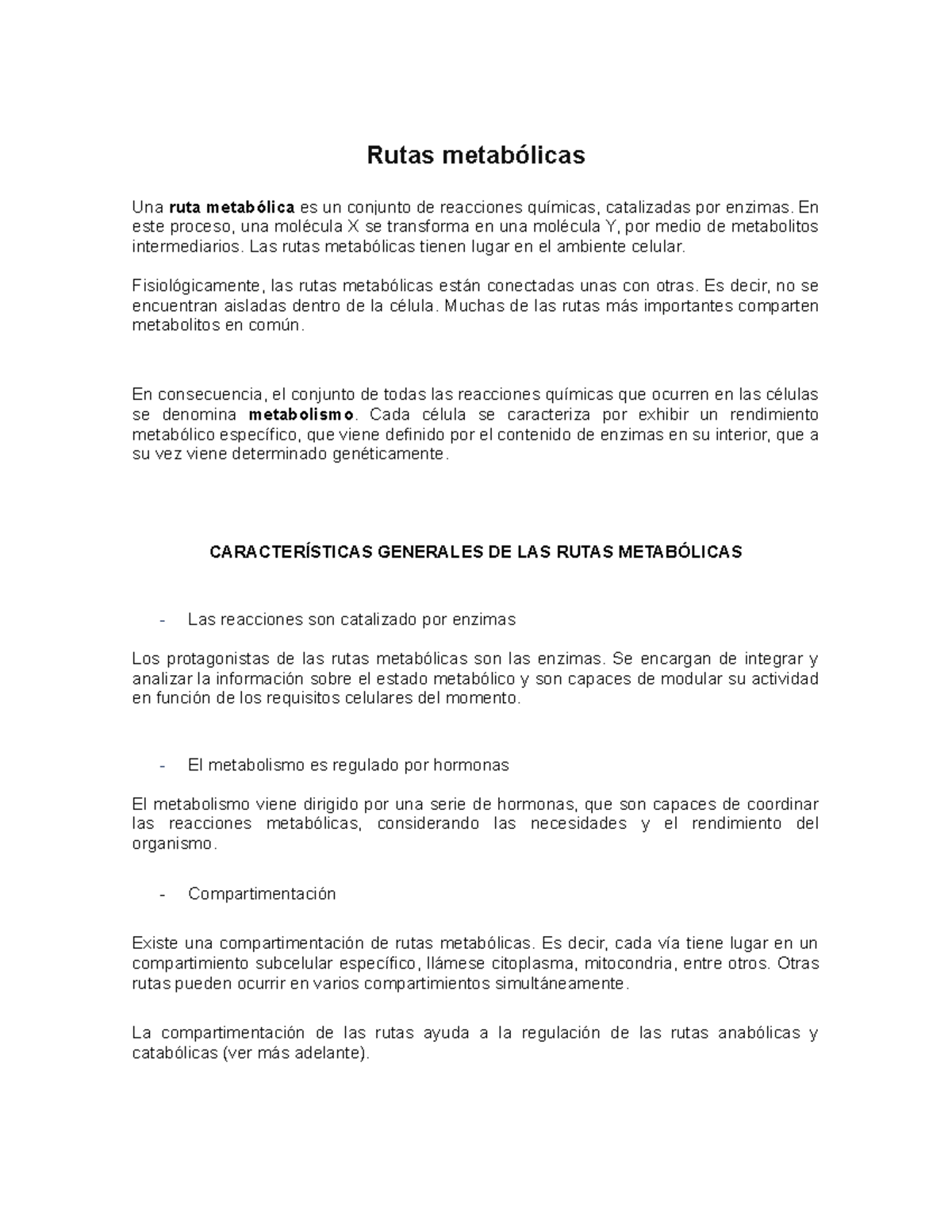 Rutas Metab Licas Rutas Metab Licas Una Ruta Metab Lica Es Un Conjunto De Reacciones Qu Micas