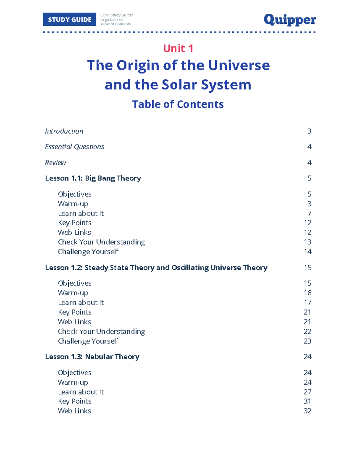 Earth and Life Science SHS Unit 1 The Origin of the Universe and the ...