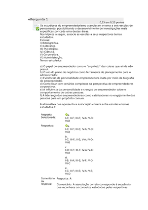 Questionário Unidade III Empreendedorismo - Questionário Unidade III ...