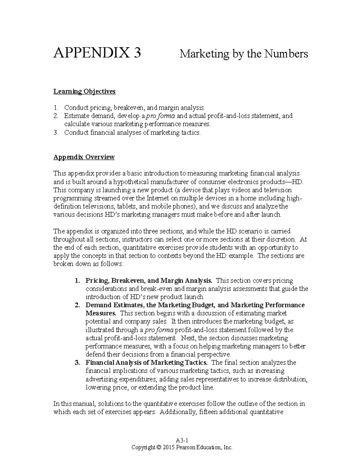 Armstrong mai12 im app3 - APPENDIX 3 Marketing by the Numbers Learning ...