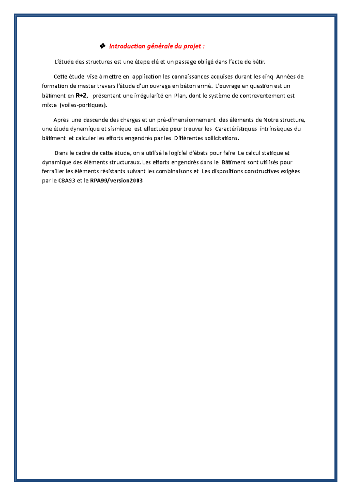 Projet chapitre 1 - Introduction générale du projet : L’étude des ...