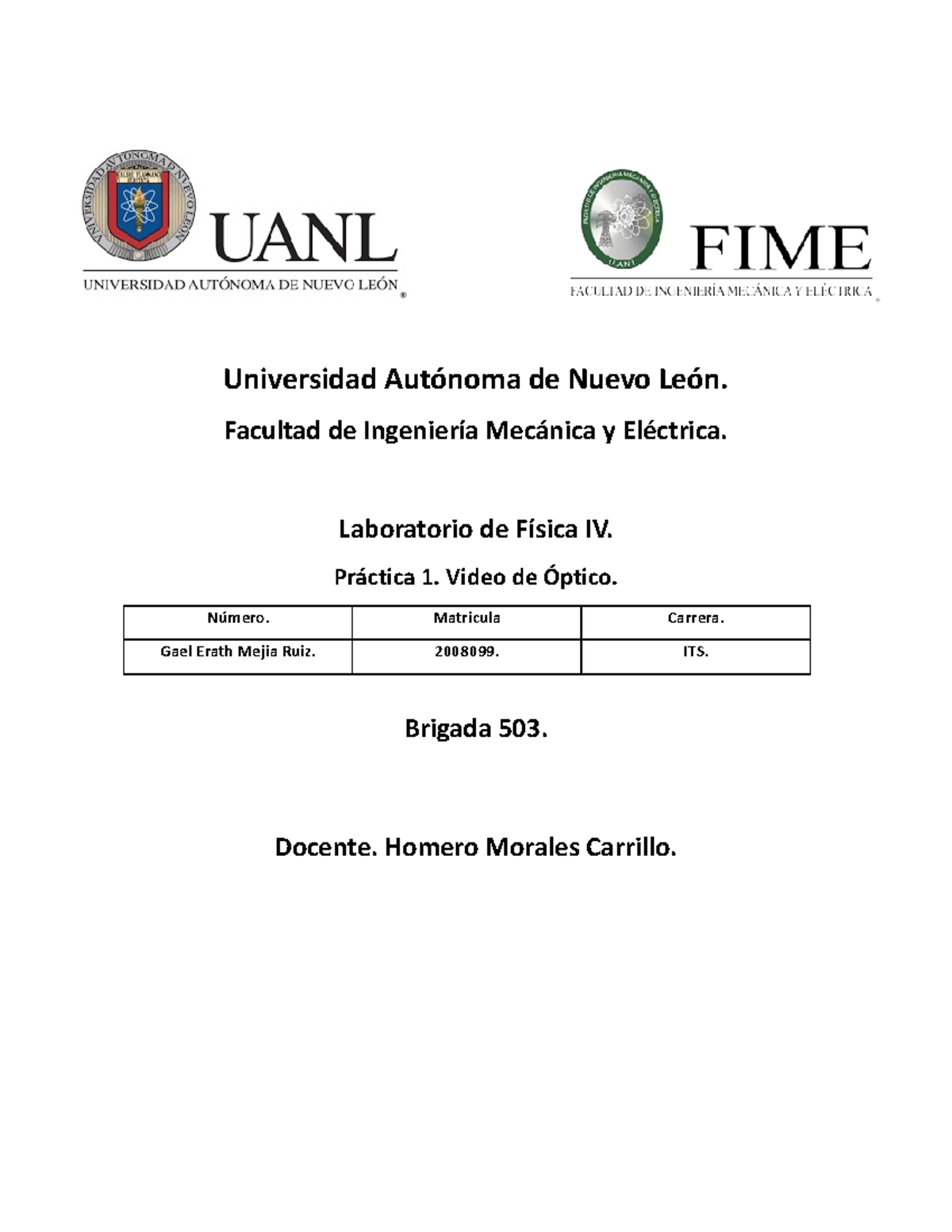 Practica-1 Fisica 4 - Universidad Autónoma de Nuevo León. Facultad de ...