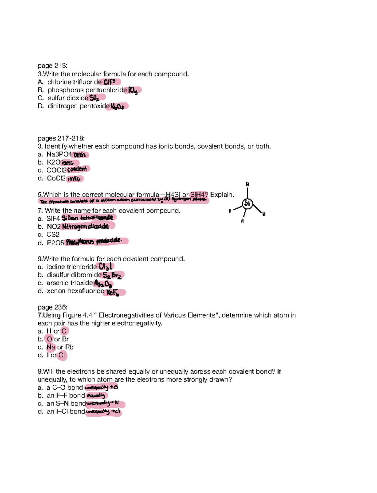 week 4 homework page 213 3 the molecular formula for each compound
