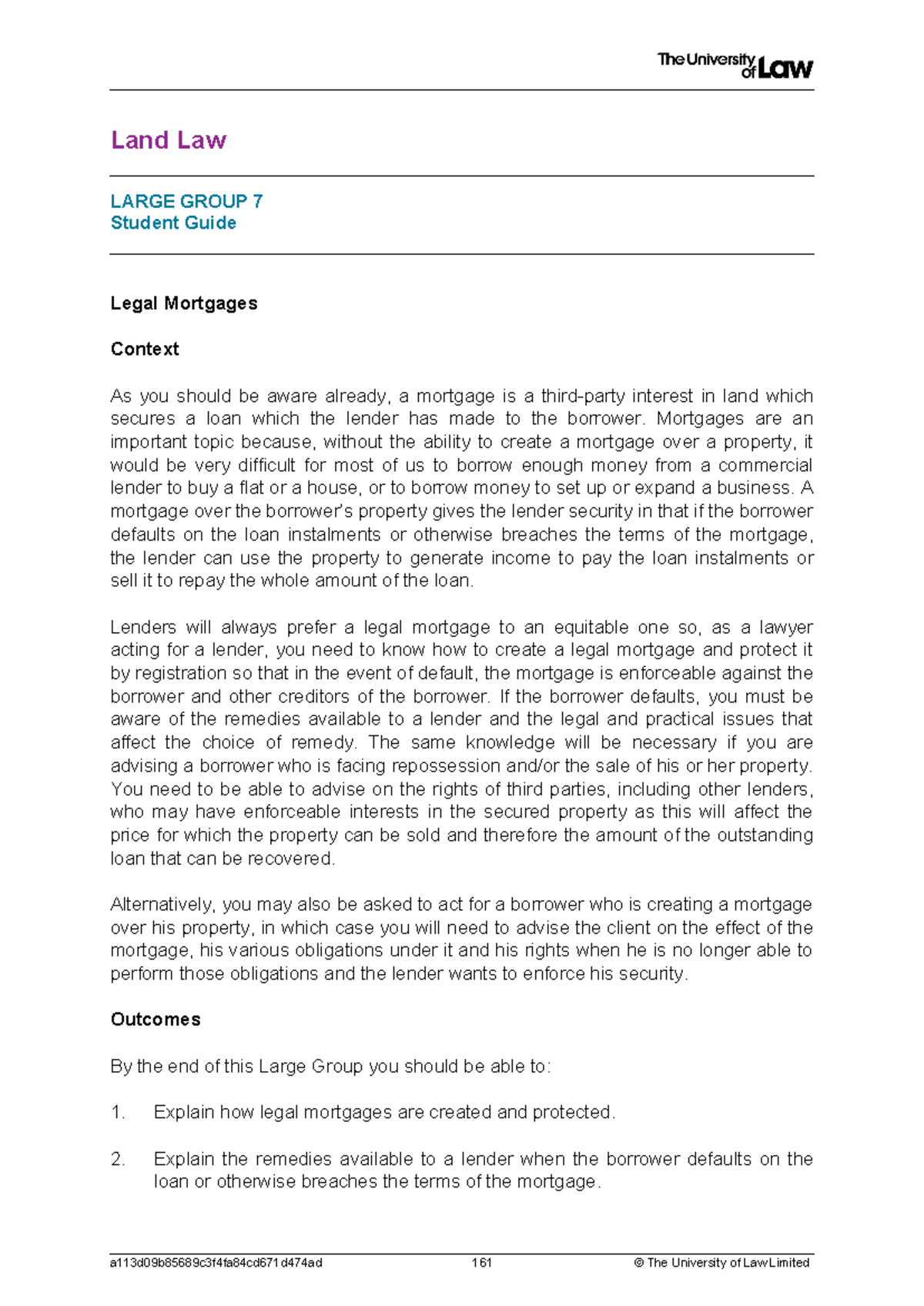 2425 land lg07 ce01 student guide - Land Law LARGE GROUP 7 Student ...