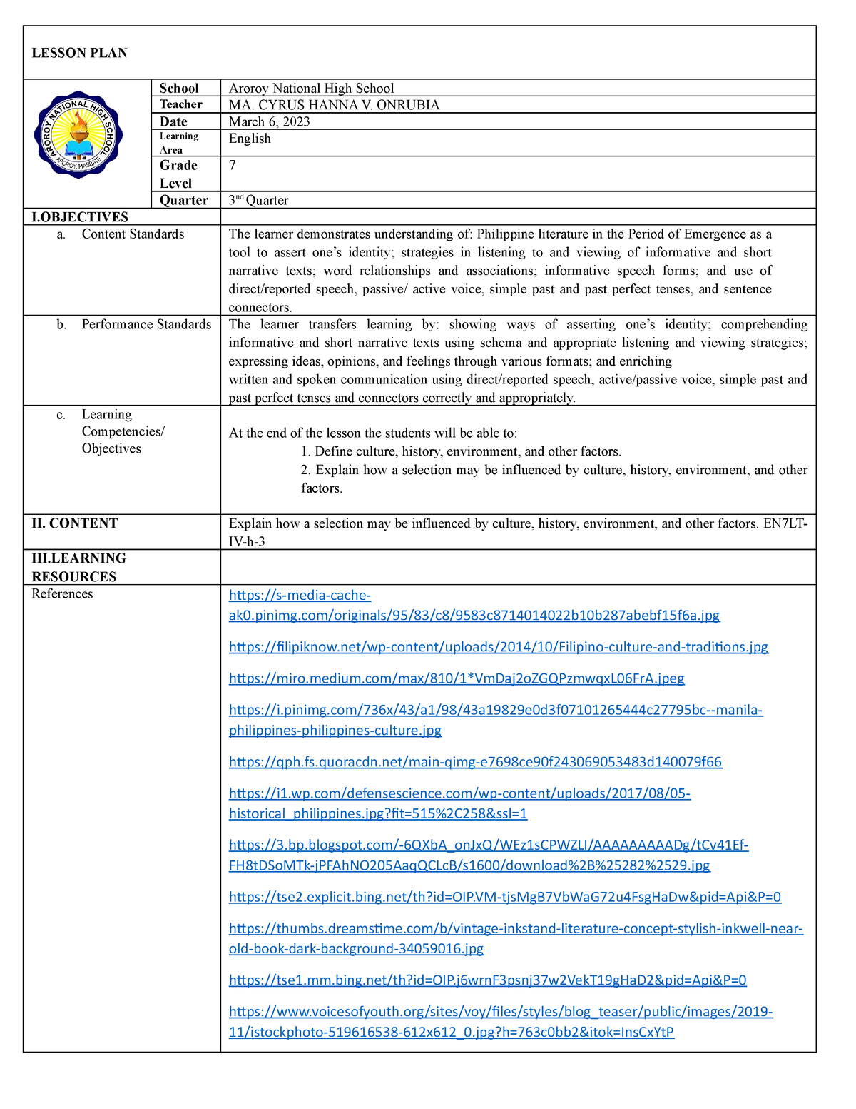 research about culture history and environment