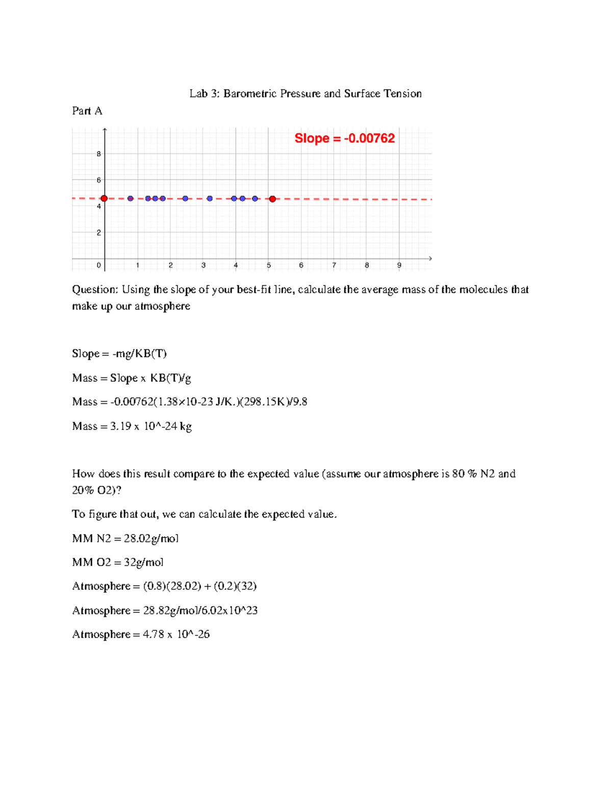 Lab 3 Barometric Pressure and Surface Tension - Lab 3: Barometric ...