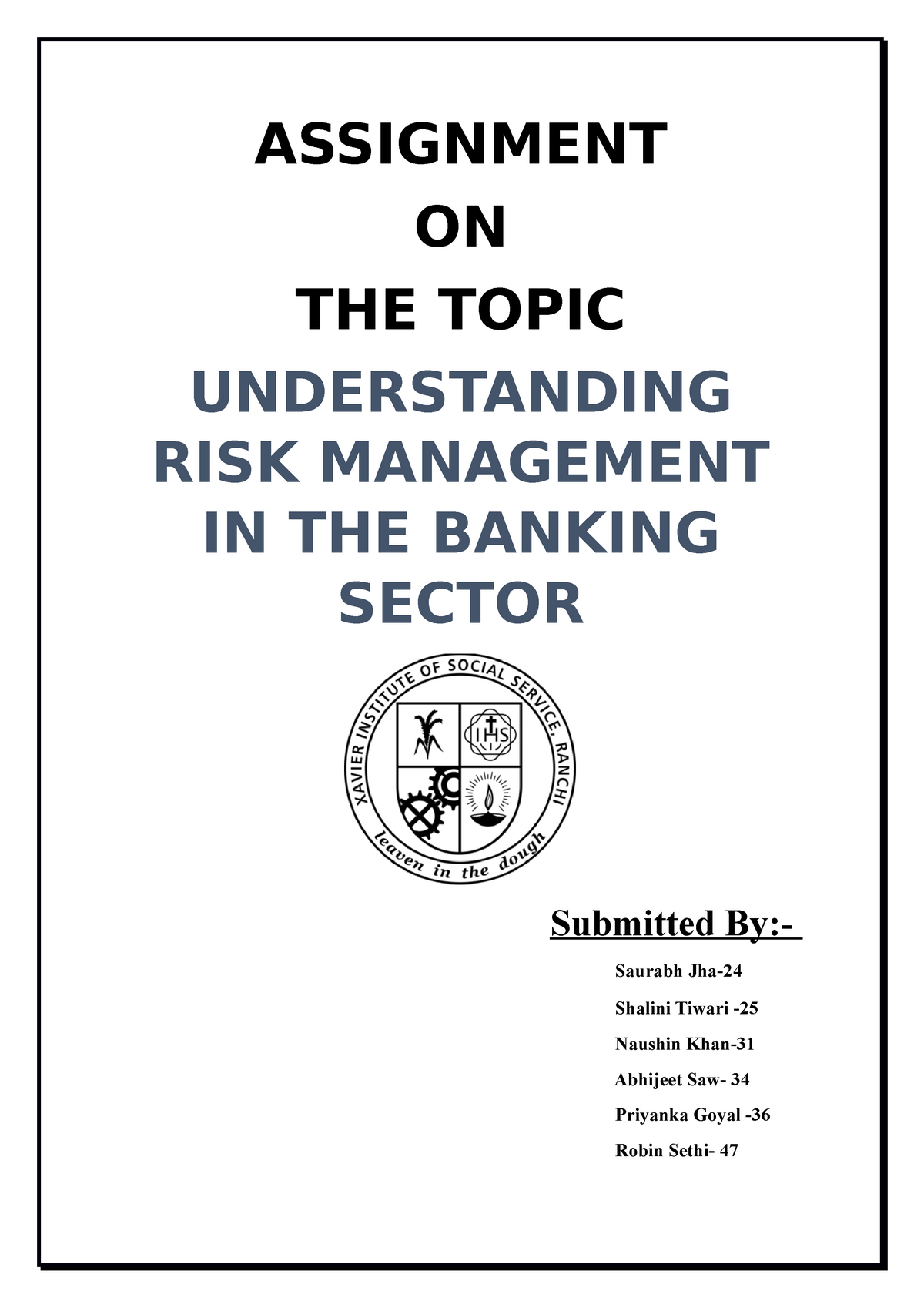 essay on banking risk and management